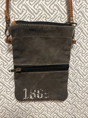 Mona B Brown Canvas Crossbody Belt Bag